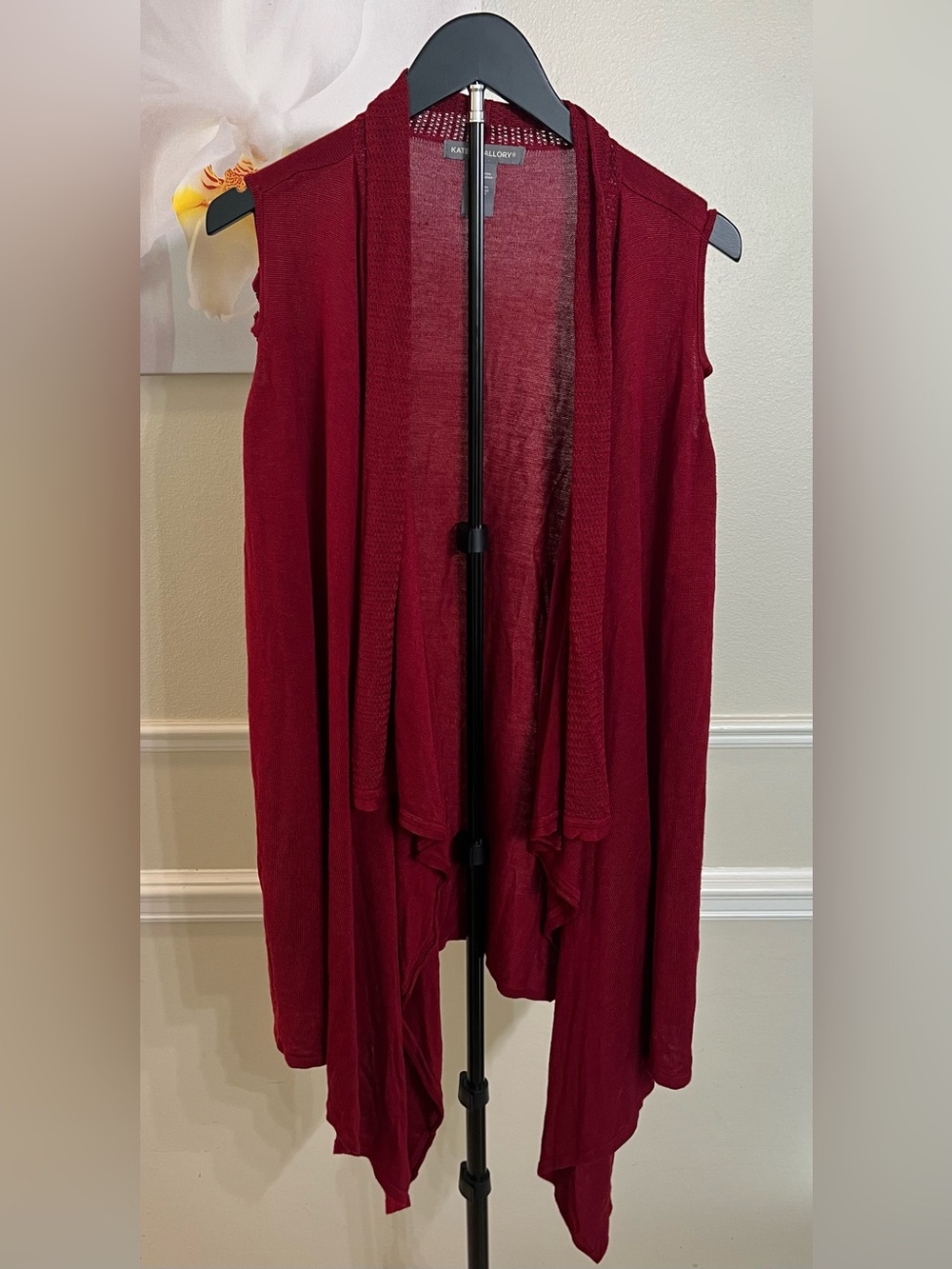 Kate & Mallory Red Sleeveless Draped Open-Front Sweater Cardigan! Size 1X.